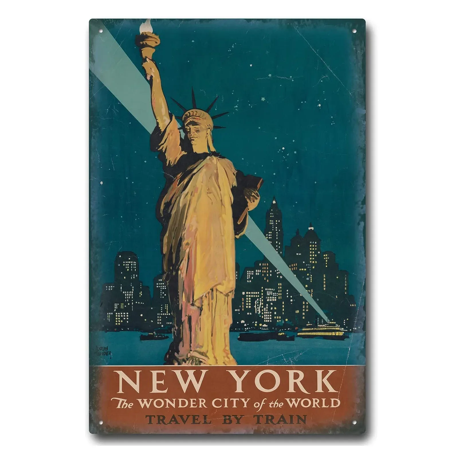 

Vintage Travel City of New York Metal Tin Signs Statue of Liberty Enlightening the World National Monument for Outdoor Indoor