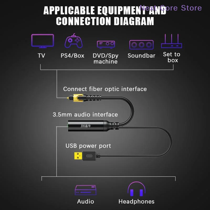 [NC]3.5mm To SPDIF Converter Analog To Digital Sound Adapter For Enhances Sound Optical Output 3.5mm To Optical Cable For TV[NC]