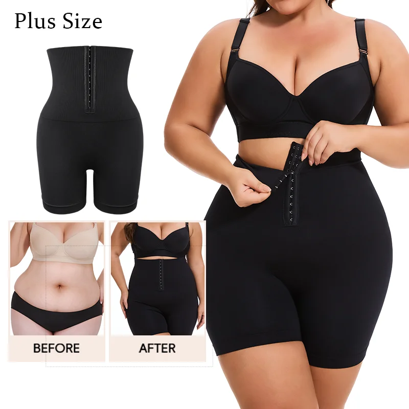 Plus Size Woman High Waist Panties Tummy Control Butt Lifter Hook Waist Trainer Body Shaper Slimming Shorts Shapewear Fajas