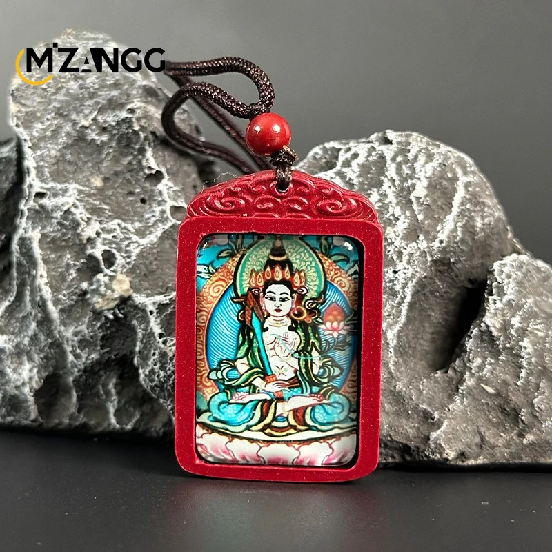 الزنجفر الطبيعي ثمانية الآلهة الحارسية ثانغكا قلادة القلب سوترا النص بوذا زودياك قلادة محظوظ تميمة للرجال والنساء