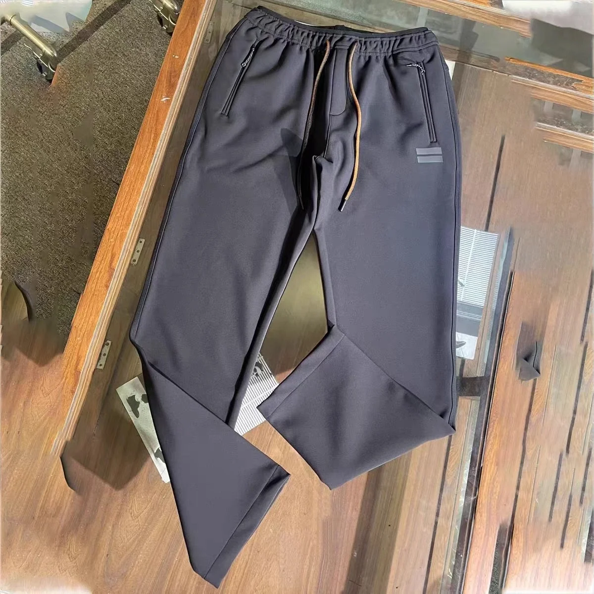 

Faionable Simple Double Bar Sport Running Pants Men's Casual Straight Leg Trousers Autumn Winter New Arrival Elastic Waist