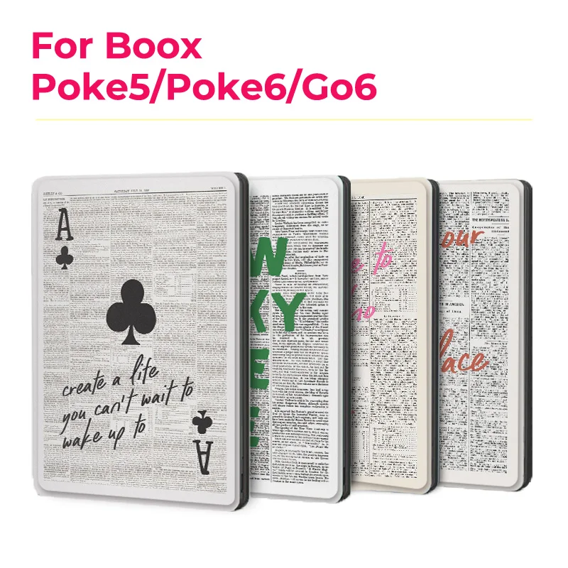 Murmelo Magnetic Case for Boox Go6 Gen2 Poke7 Poke6 Poke5 Frameless Auto Sleep Wake Cover Vintage Newspaper Style
