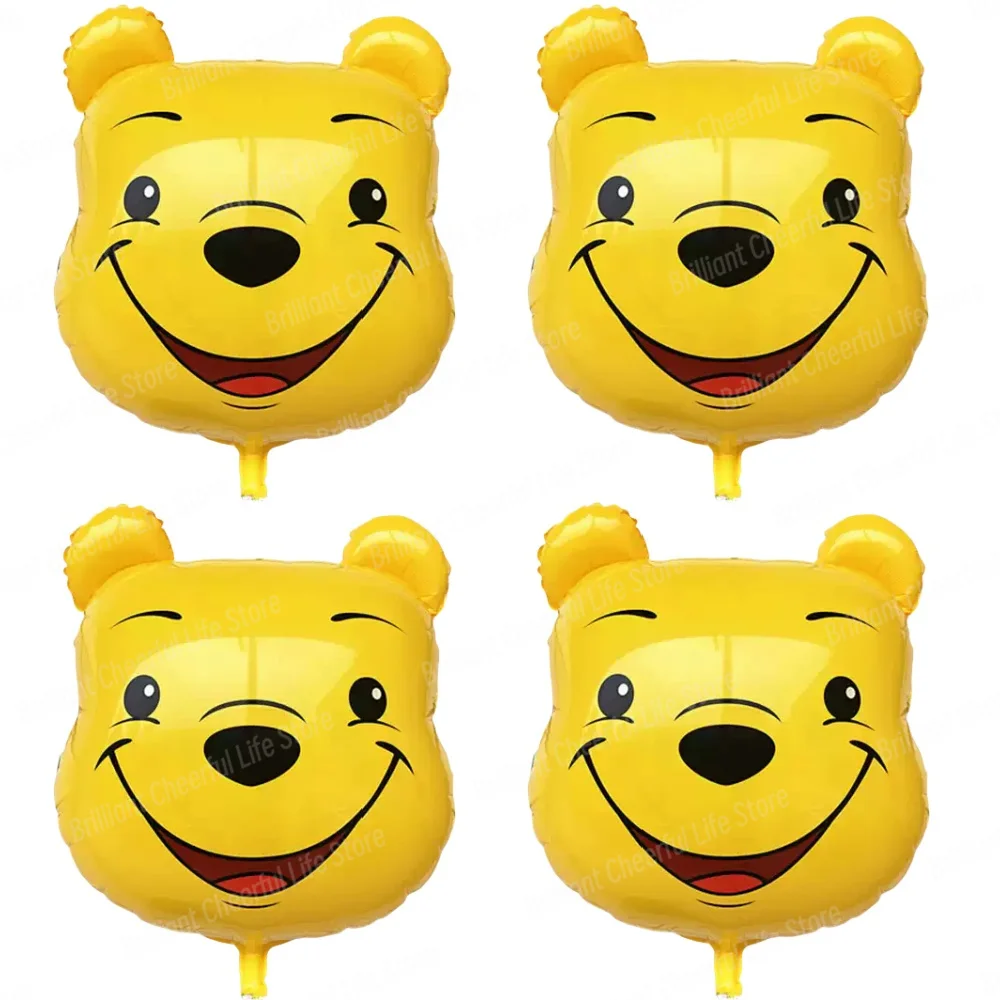 2/4/6Pcs Winnie The Pooh Party Balloons Pooh Head Foil Balloon Set Baby Shower Birthday Party Decorations Kids Toy Air Gifts