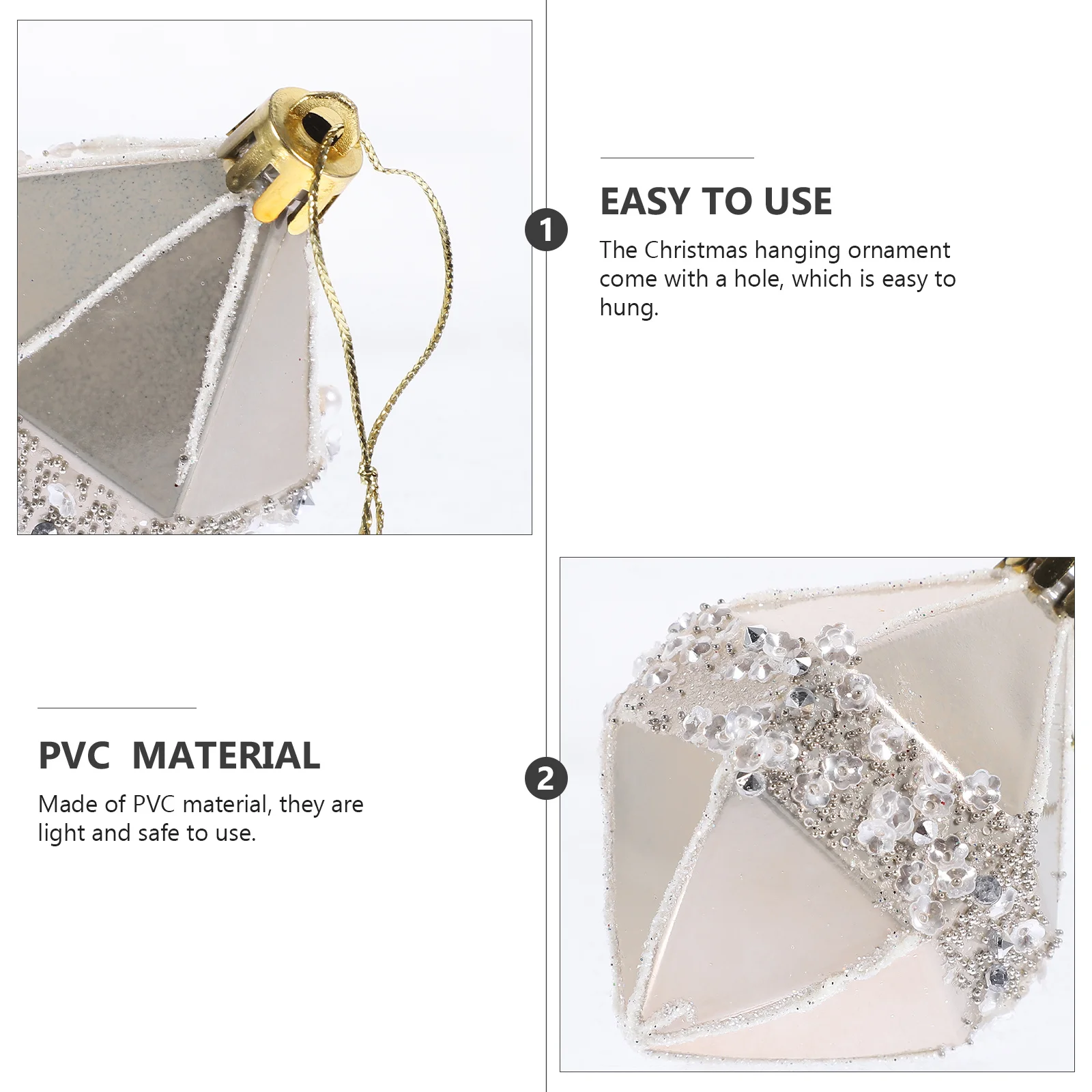 

3Pcs Christmas Tree Hanging Ornaments PVC Xmas Pendant Cute Shape Delicate Hanging Decor for Christmas Tree Table Fireplace