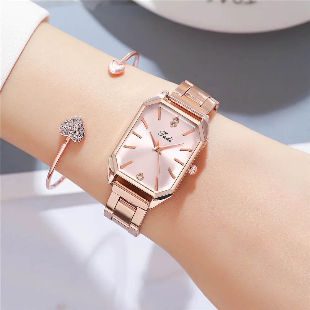 Neue Trend Mode Rechteckigen frauen Stahl Gürtel Tabelle Temperament Streifen Nagel Gesicht Quarz frauen Mode Uhr