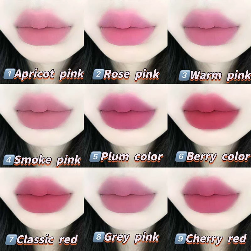 موس شفاه كابوفيني 9 ألوان مخملي - لمسة نهائية غير لامعة وطبيعية، يدوم طويلاً، غير قابلة للتجفيف، تصميم دب لطيف للمظهر الشبابي،