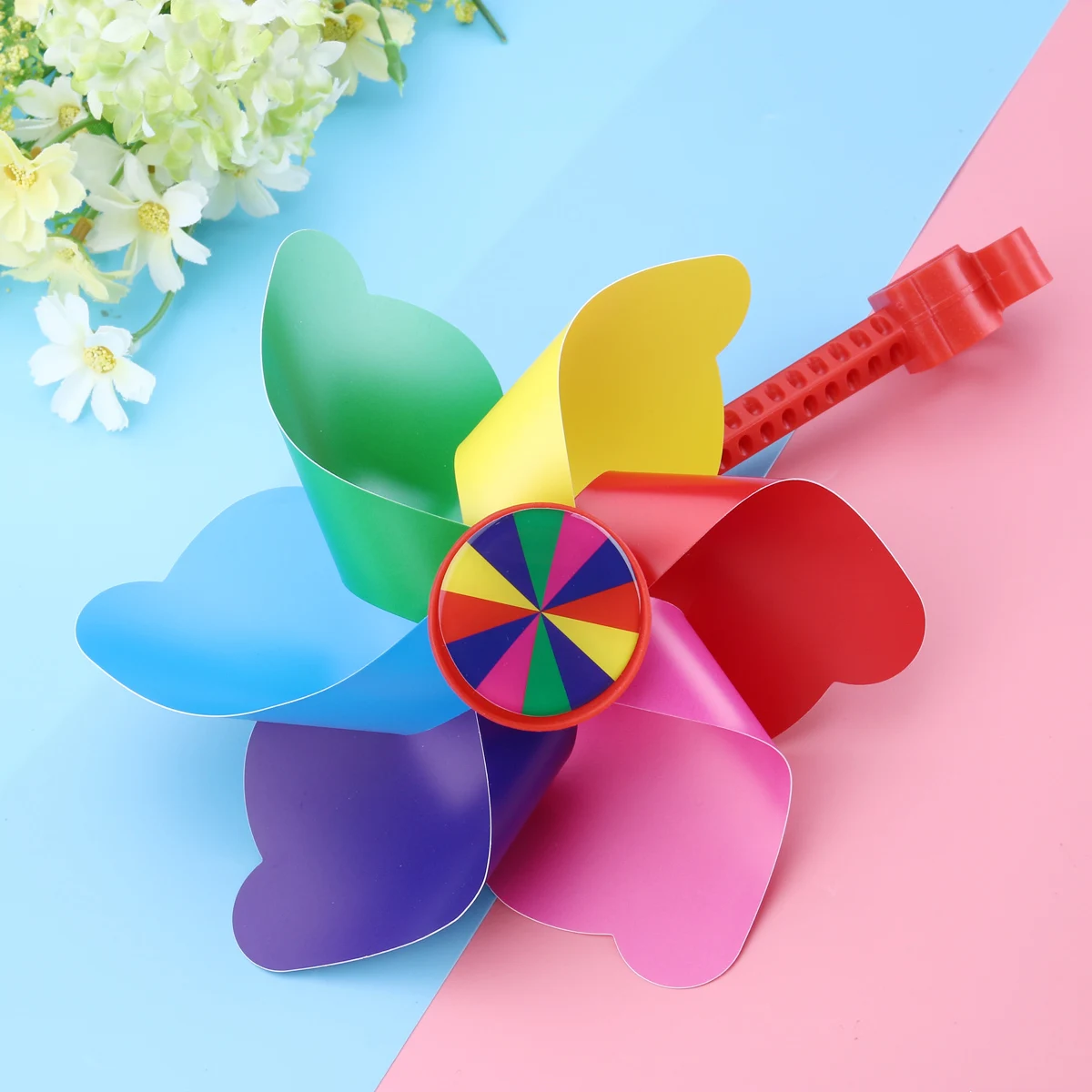 

1pcs Bike Windmill For Cute Handlebar Pinwheel Decoration 22.2Mm Fit Easy Install Fun Gift For Pink Long Pole -