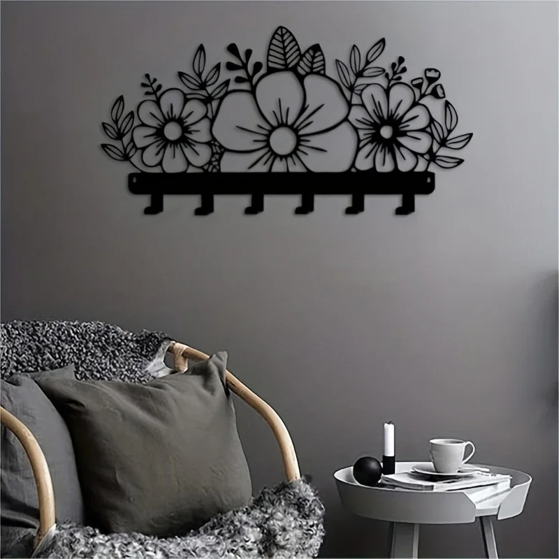 Flowers Wall mounted coat rack Coat Racks, Metal Wall Art for Entryway Coat Rack, Wall Mounted Coat Racks hooks, coat hanger