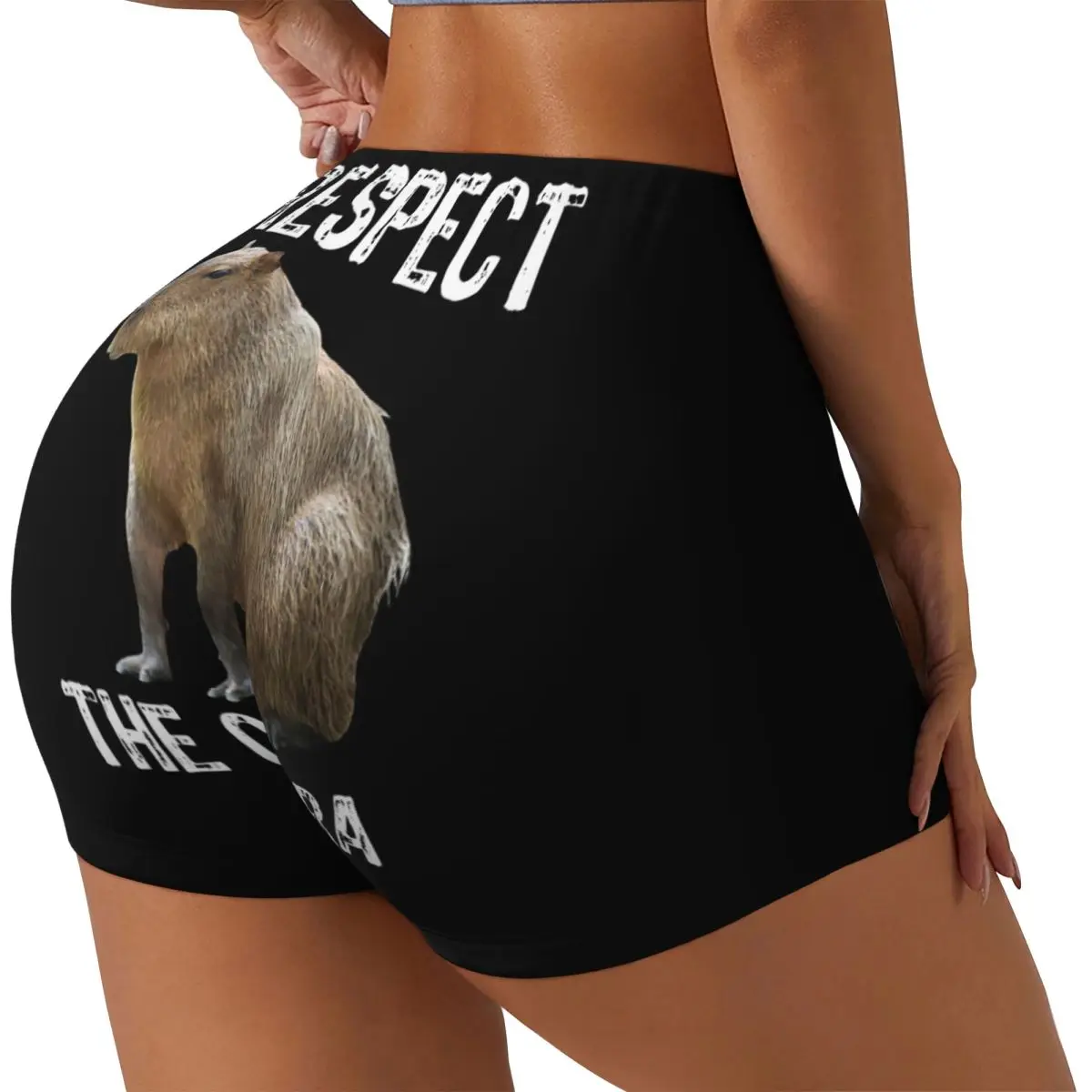 Custom Women's Respect The Capybara Funny Rodent Capibara Workout Yoga Shorts Athletic Gym Volleyball Biker Shorts