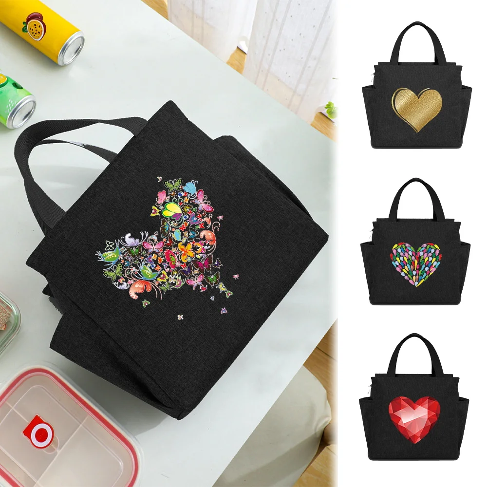 Fashion Lunch Bag BIG Capacity Love Series Insulation Picnic Bags Outdoor Picnic Cold Storage Portable Beach Picnic Bags Breaks
