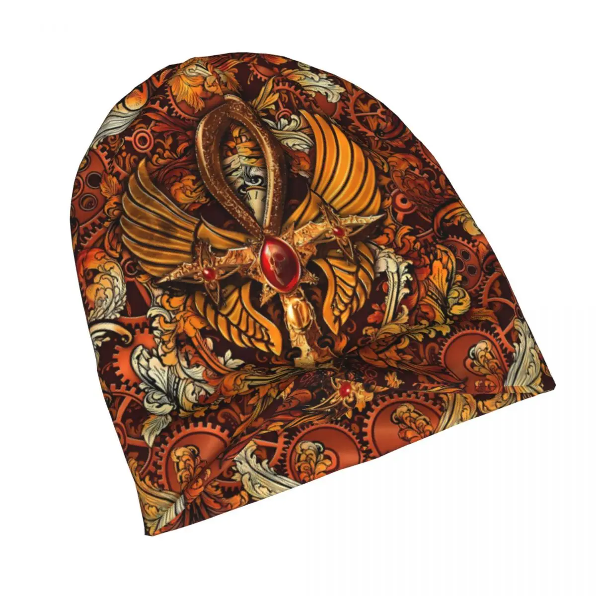 Gothic Ankh Steampunk Outdoor Hats Orange Gold Thin Hat Bonnet Special Skullies Beanies Caps Men Women's Earmuffs