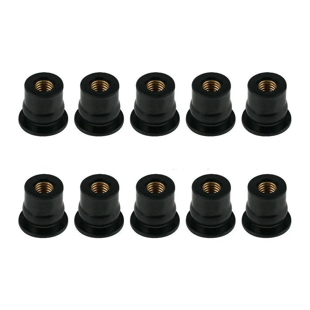 10pcs Rubber Well Nuts convex type M6 Blind Fastener Windscreen Windshield Fairing Cowl Fastener Accessories for Motorcycle