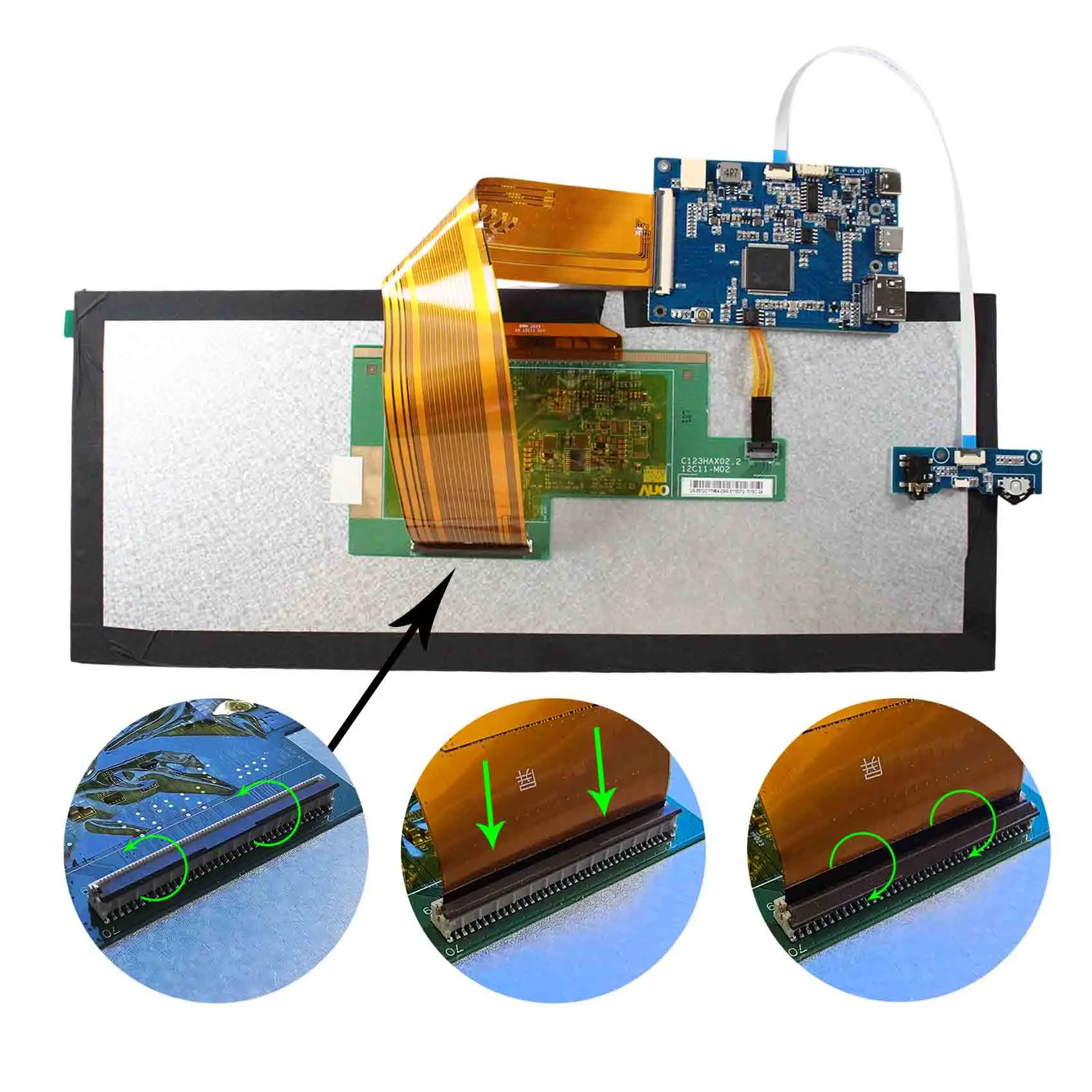 HD MI USB C LCD Controller Board 12.3inch1920X720 Capacitive Touch LCD screen