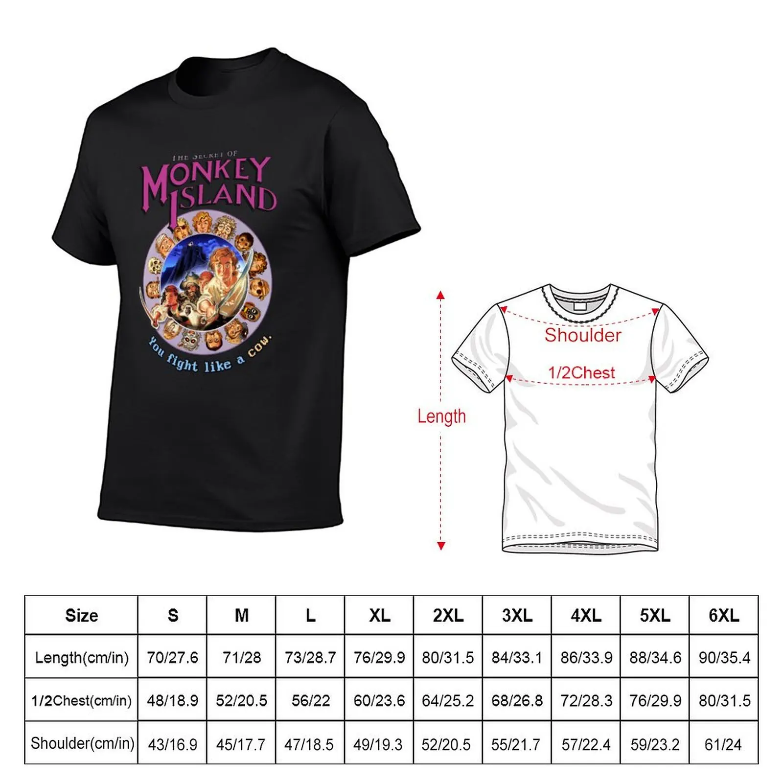 SecExamen of Monkey Island: vous vous battez comme une vache. Point MS-DOS classique et jeu d\'aventure graphique de clic! T-shirt, T-shirt