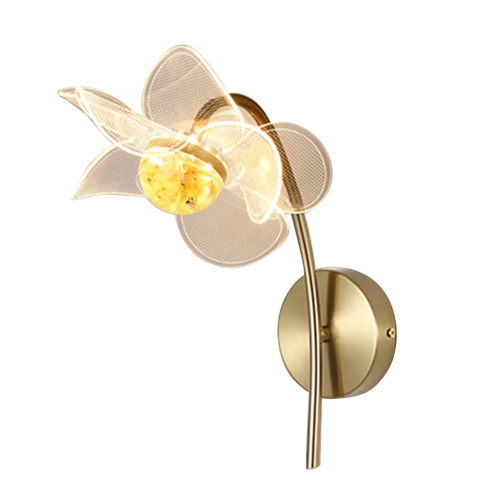 Elegant Flower Shaped Wall Sconce 6W 85-265V Wall Mount Light 3-Color Adjustable Dimmable Sconce Vanity Area