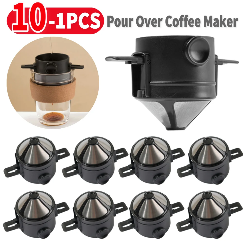 

Кофеварка для дома, фильтр из нержавеющей стали, легко чистится, без фильтровальной бумаги, для путешествий, кемпинга, капельного кофе и чая