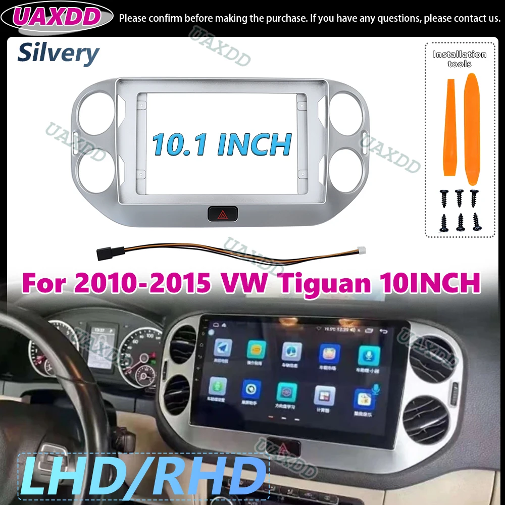 2 Din Car Radio Dashboard Frame, 9 Inch Dashboard Kit for Volkswagen Tiguan 2010-2015 Android Player Adapter, Beze Stereo Panel