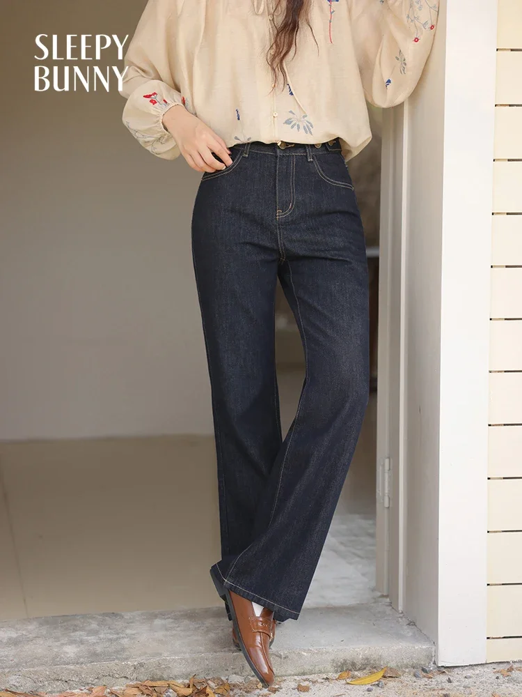 النساء عالية الخصر خمر التباين غرزة متوهج الجينز سليم صالح موضة غسلها الدينيم السراويل الربيع عادية ضيق الساق بنطلون