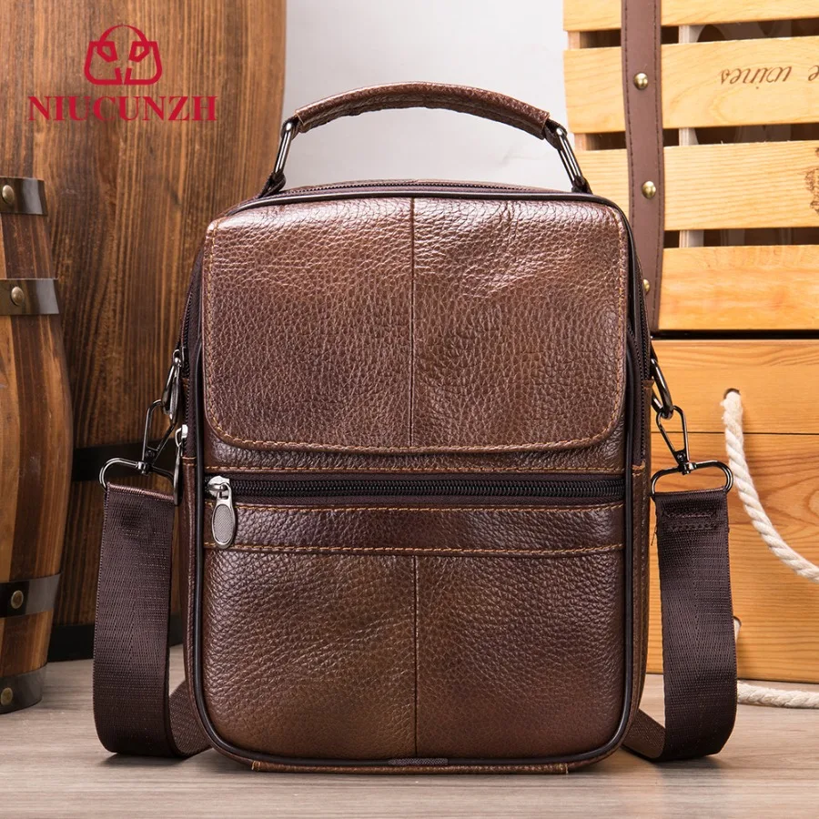 

【New style】NIUCUNZH genuine leather men's handbags casual briefcase men's business document bag cow leather backpack shoulder b