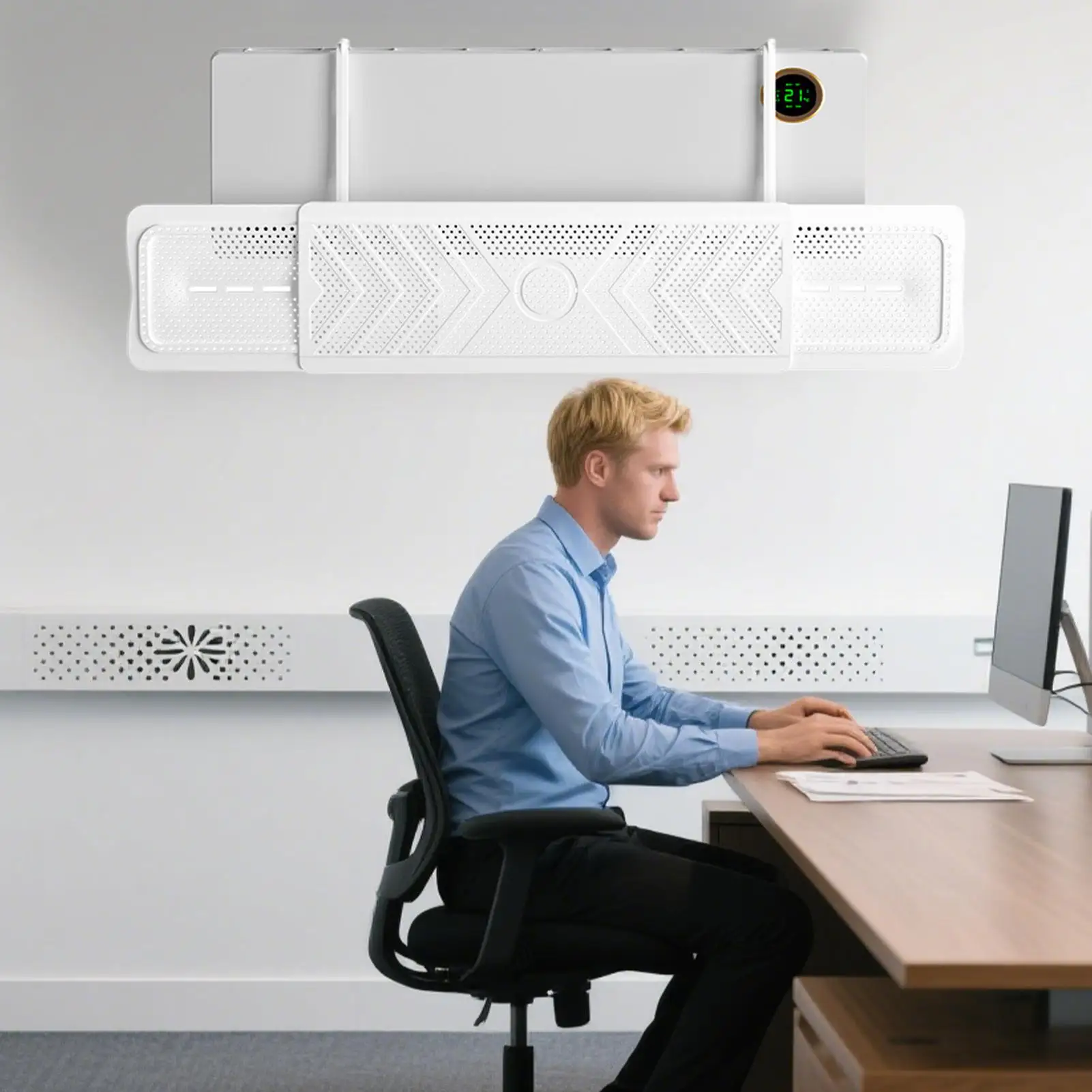Air Conditioning Windshield Anti-Direct Blowing Adjustable 60-94cm Wall-Mounted Air Outlet Baffle Confinement Cold Air Guide
