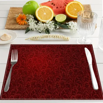 Red Floral Damask Placemats 2