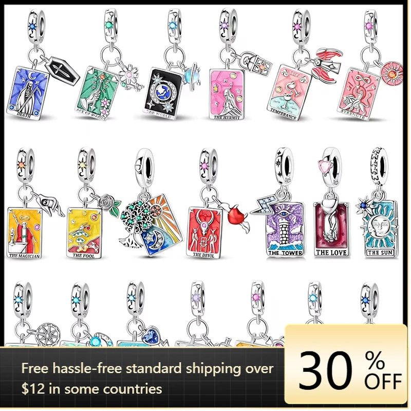 

Tarot Card Dark Cloak of Death charms beads 925 sterling silver Dangle for original bracelet pendant jewelry