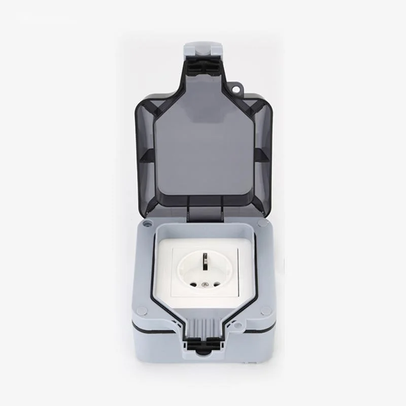 CE Outdoor European Plug-in IP66 Splash Proof Box European Standard German Single Industrial Rainproof Switch Waterproof