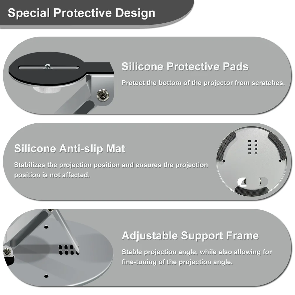 Everycom جهاز عرض صغير حامل سطح المكتب قابل للتعديل المحمولة طوي منضدية Gimbal قوس دعوى لجهاز العرض الصغير E900