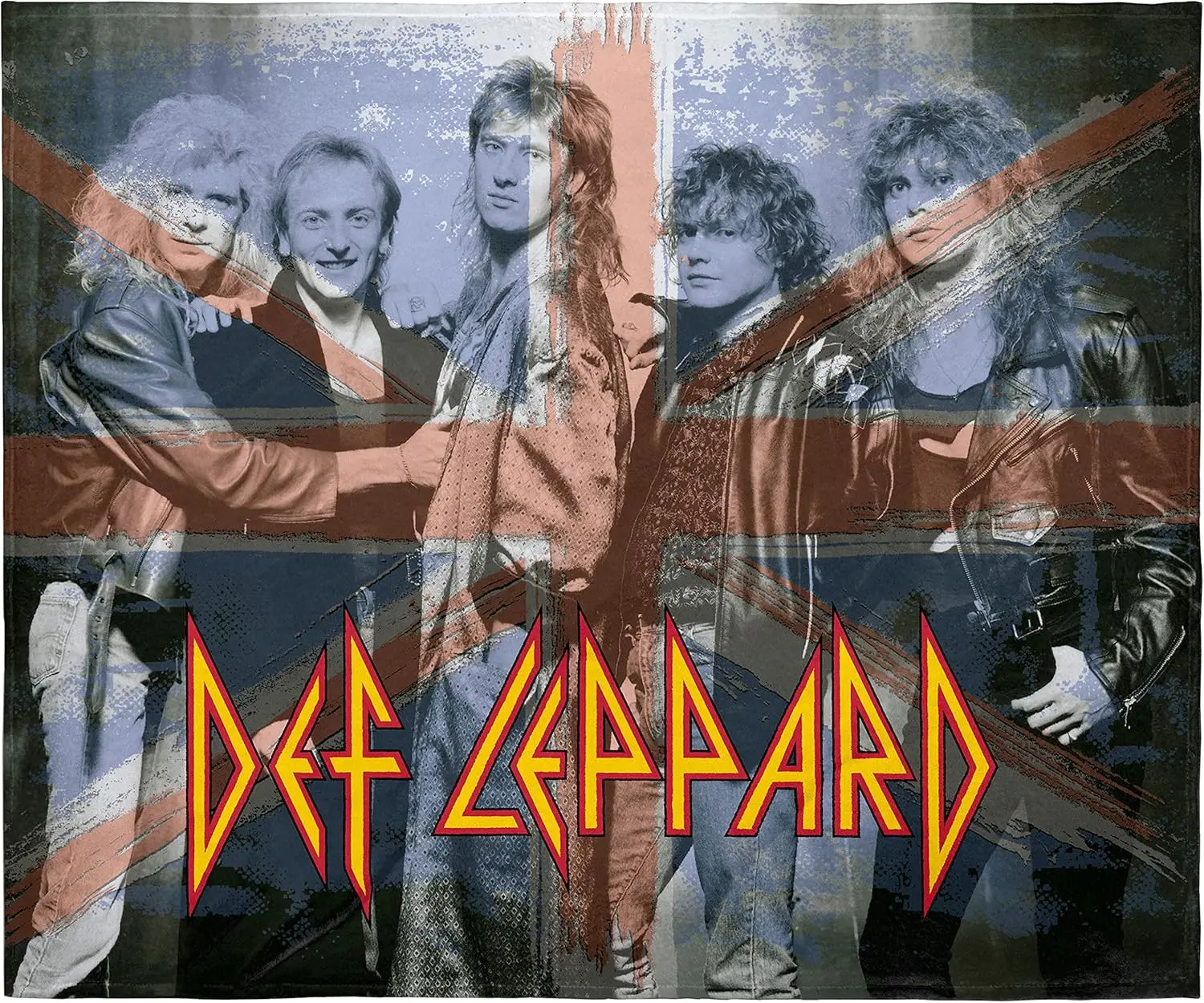 

INTIMO Def Leppard Blanket Faded Union Jack Band Members Rock Music Fleece Throw Custom blankets