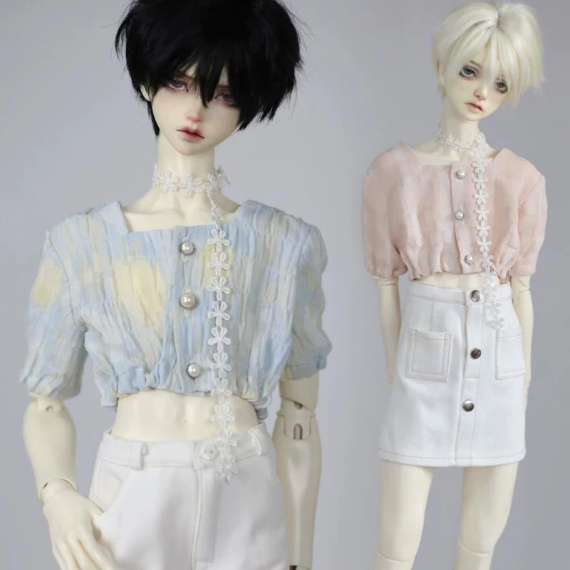 D04-B203 de juguete hecho a mano para niños, camisa de manga corta con cuello cuadrado y cintura abierta, BJD/SD 1/3 1/4 MSD SD10 GR POPO68 ID75, 1 piezas