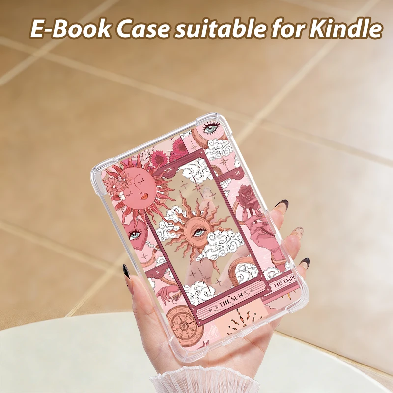 Transparent colorful e-reader protective shell，soft and thin，compatible with Kindle 10/11/12 and Kobo Libra Color e-readers