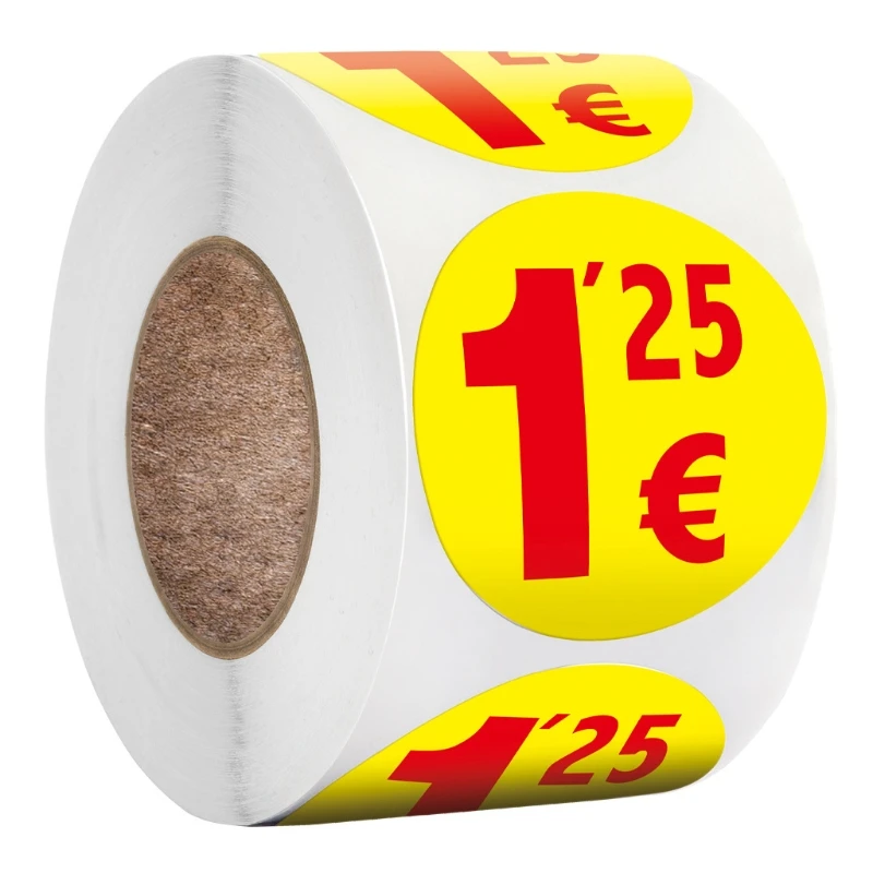 Garage Price Sticker Labels, Round Pricing Stickers for Flea Market Shop, 1.25/1.5 Euros, 500Pcs