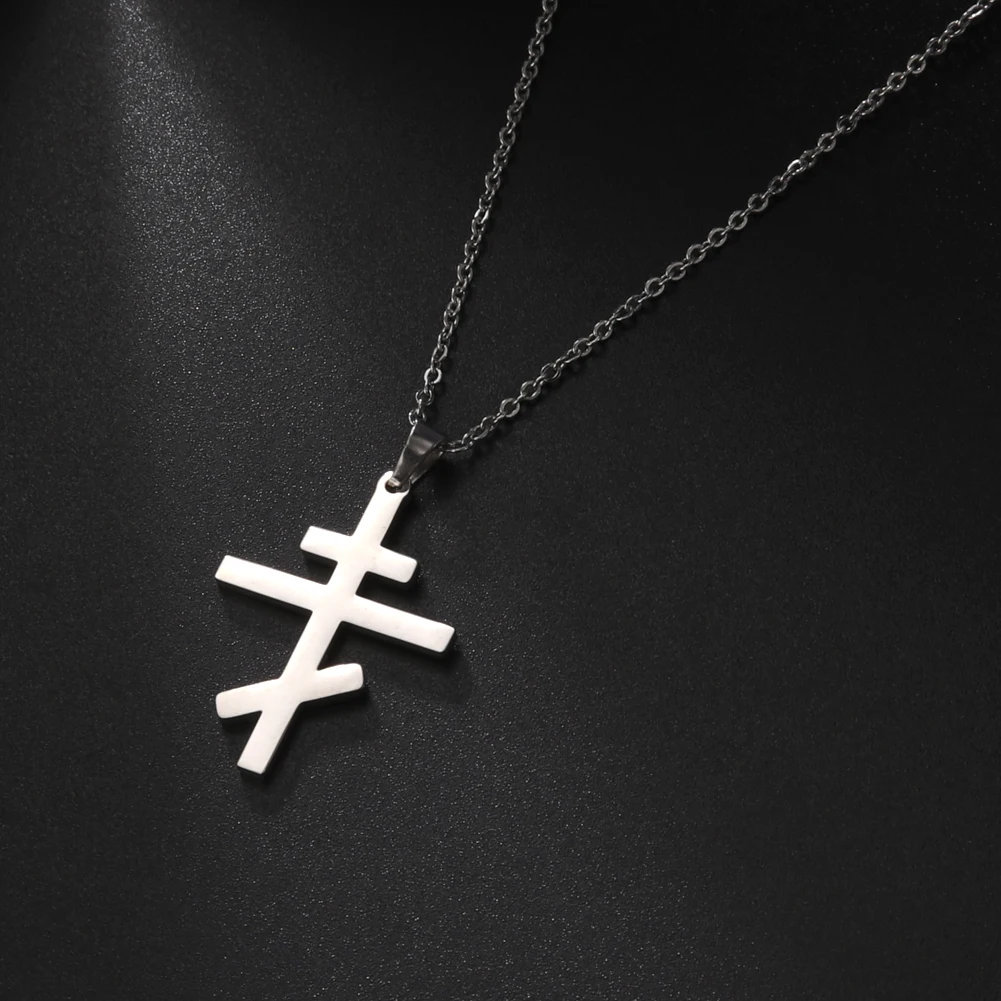 Orthodox Cross Pendant Necklace Vintage Amulet Stainless Steel Chain Anniversary Religion Jewelry Gifts for Women 2023 New In