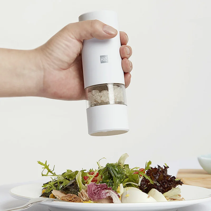 Huohou-電気ミル,ペッパーミル,ソルト,超軽量,5モード,スパイラルグランスを粉砕するための自動ミル
