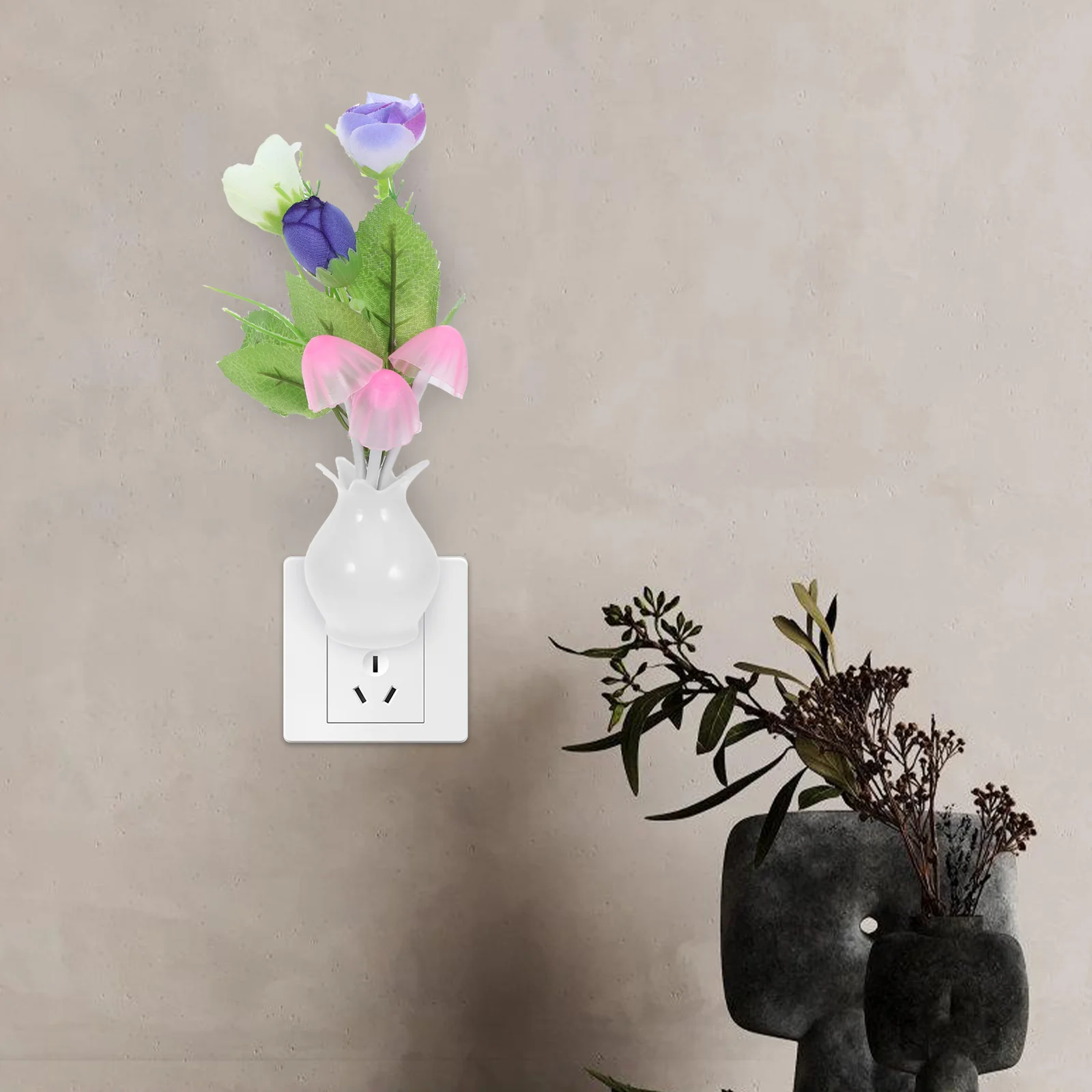 

2pcs LED Night Light Sensor Lamp Desktop Induction Wall Bedroom Blue Small Tabletop Vase Shape Non Flickering Safe Home