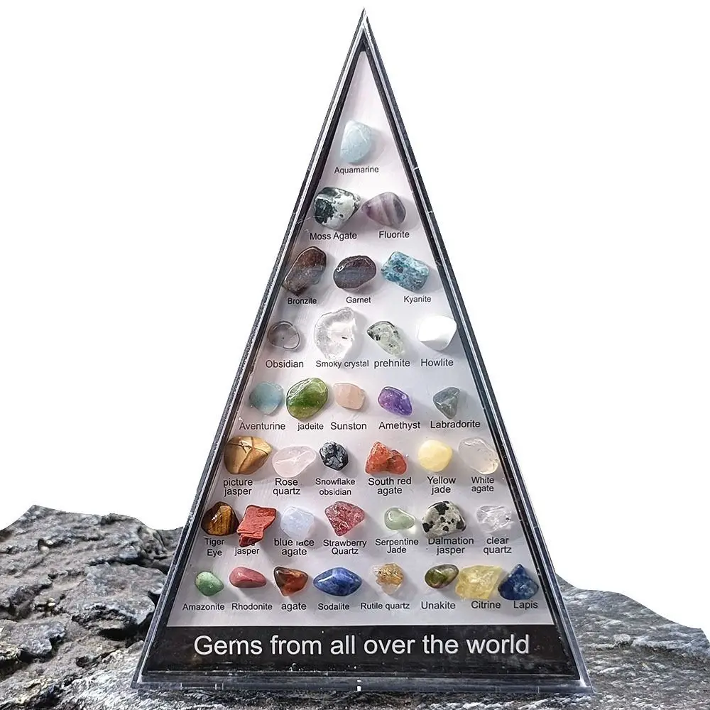 Gemstones Natural Crystal Rock Collection 36 Ore Mineral Rock Polishing Natural Specimens Triangular Set Collection Funny