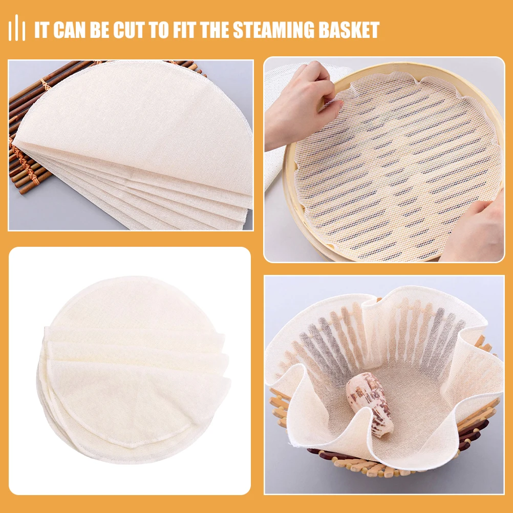 

10pcs Cloth 38cm White Round Liner Cotton Steamer Cloths Steaming Bread Pad Multi function Steamer Mat Kitchen Gadgets Home