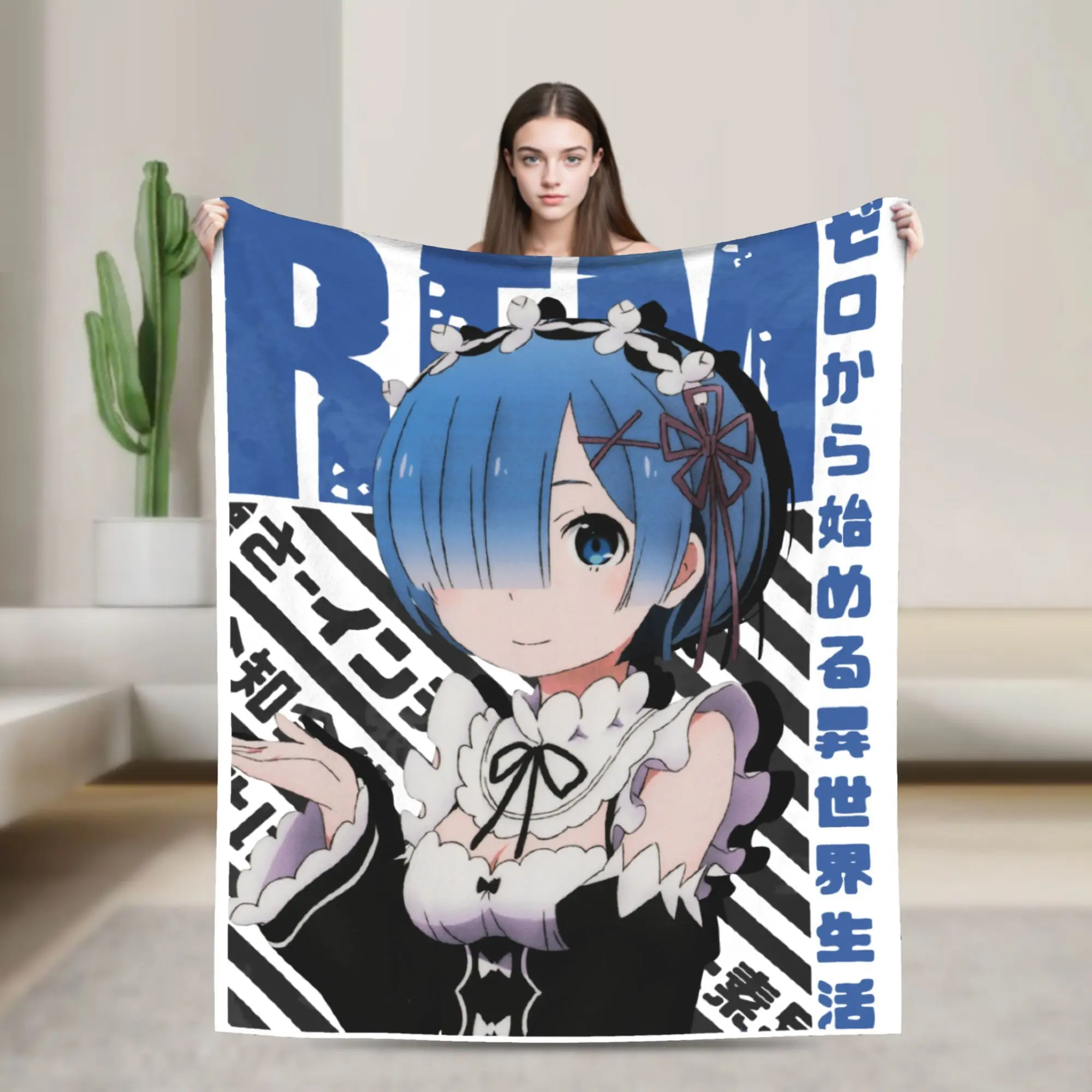 Rezero Rem Re: la vie dans un monde différent de zéro couvertures polaire Textile décor Super chaud jeter couverture pour lit chambre couette
