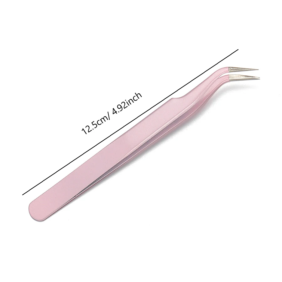 Pink Stainless steel tweezers, straight and curved tweezers, eyelash extension tools, nail art accessories, 2PCs