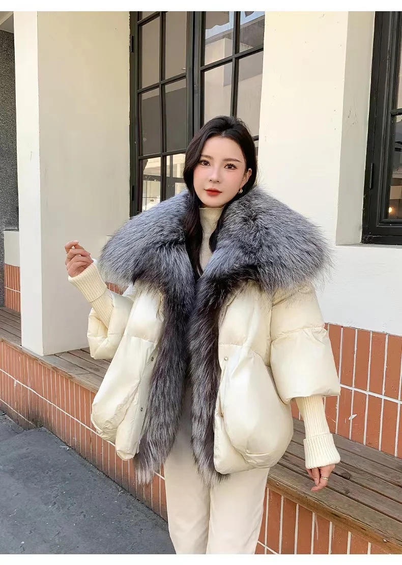 2023 Winter\'s most popular down jacket, warm coat, genuine down jacket, women\'s fur coat, Korean version leather jacket