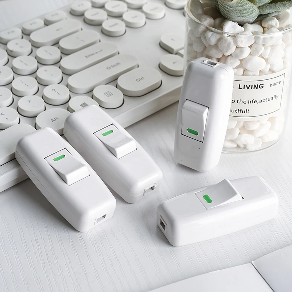 5Pcs Boat Shape Switch Set Home Light Switches White Inline On/Off Table Lamp Switches For 2-Pin Impulse Wires Switch Accessory