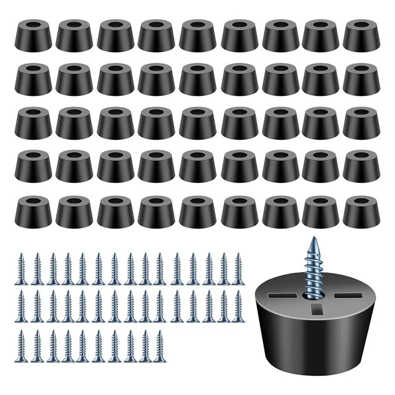 ETRT 40 PCS Rubber Cutting Board Feet Set With 304 Stainless Steel Screw, 0.59 X 0.31Inch Cutting Board Feet Set Non For Furnitu