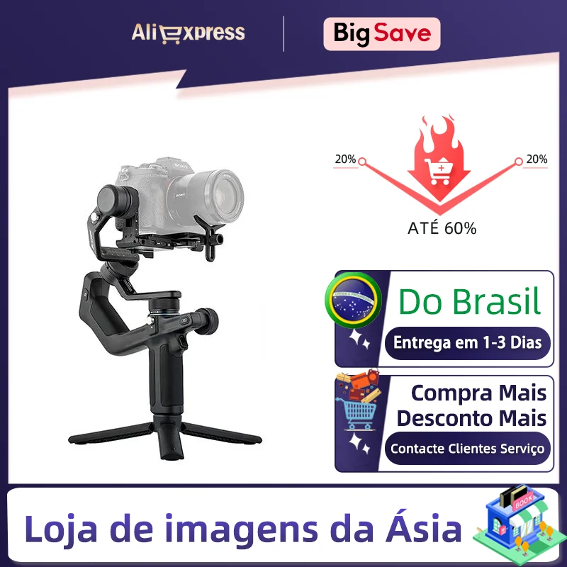 FeiyuTech SCORP Mini Gimbal Stabilizer for Mirrorless Camera Sony ZVE10 Canon Nikon Action GoPro Cell Phone Feiyu Tech