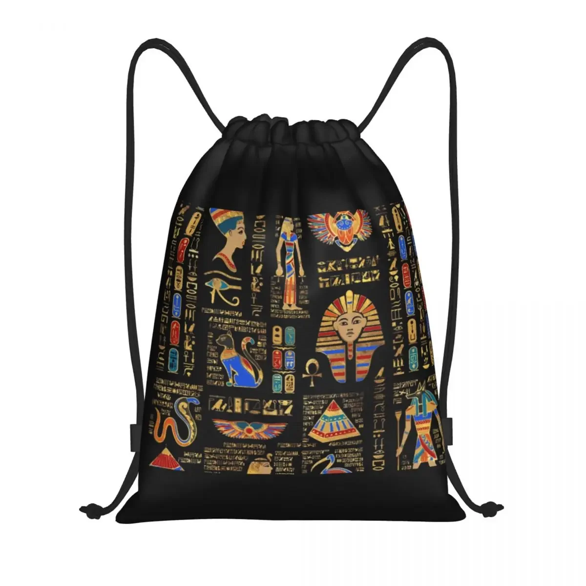 

Egyptian Hieroglyphs And Deities Drawstring Bag Women Men Foldable Gym Sports Sackpack Egypt Shopping Backpacks