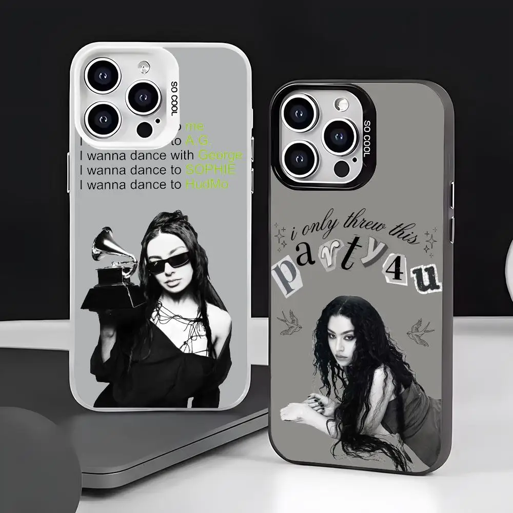 Coque de téléphone antichoc C-Charli Xcx Rapper Cool pour iPhone 17 16 15 14 13 12 11 Pro Max Air, finition mate laser effet aurore