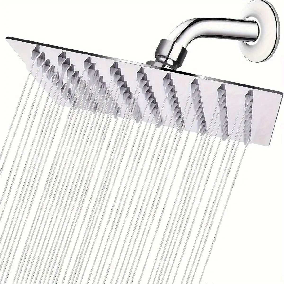 1pc 8inch Rain Shower Head 304 Stainless Steel Square Top Spray Ultra-Thin High-Pressure Easy Install for Bathroom