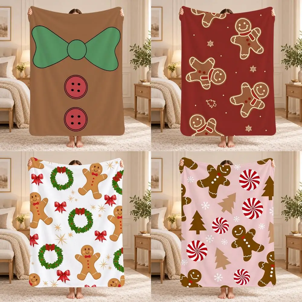 Gingerbread man Throw 240g Lightweight Flannel Blanket, Soft Skin Throw Blanket for Sofa Bedroom