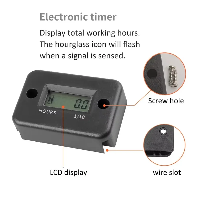Kebidumei Motorcycle Digital Hour Meter Gauge Stroke Gas Engine Inductive Tachometer Waterproof Instrument For Motorcycle Boat
