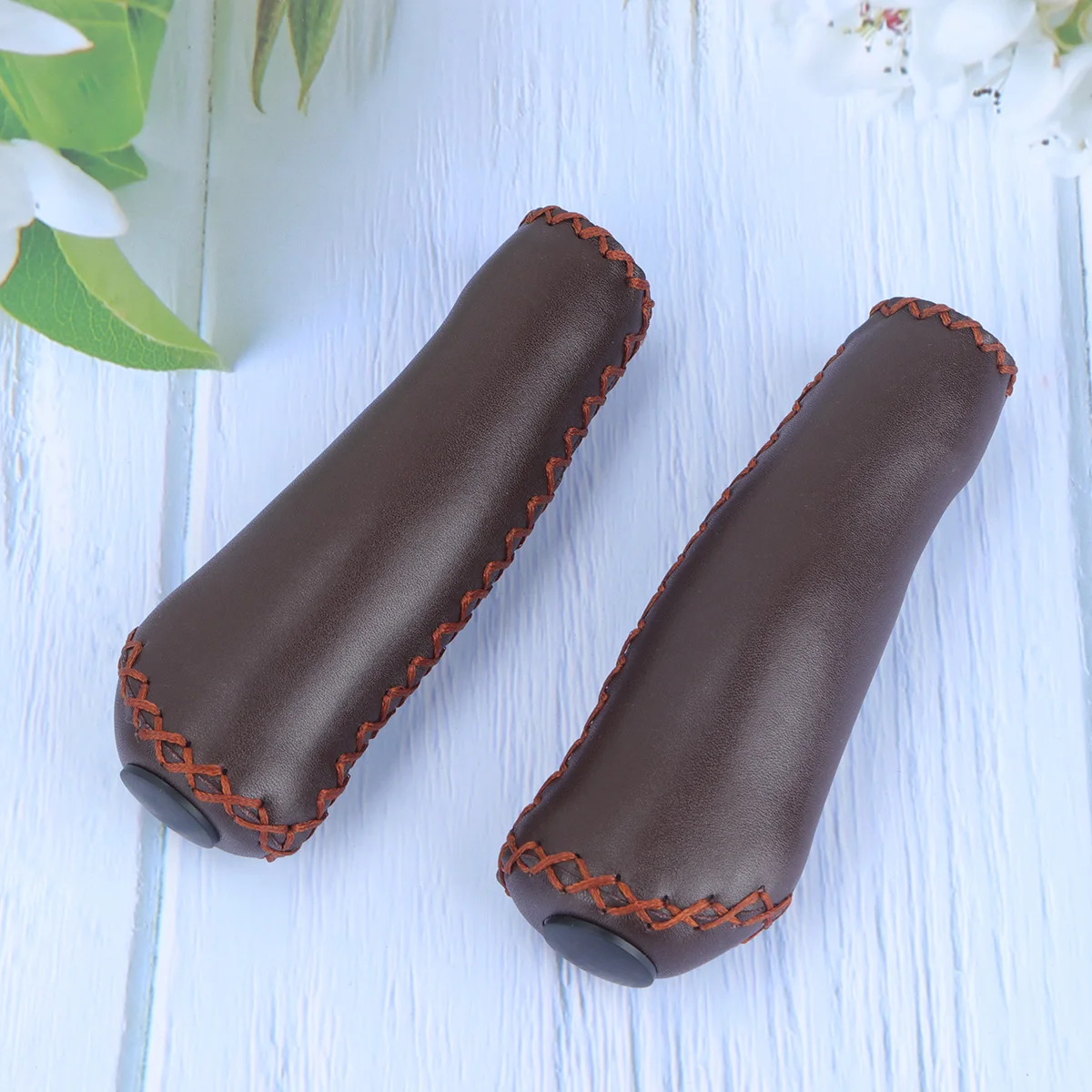 زوج واحد من مقابض المقود المريحة المصنوعة من الألياف الدقيقة غير القابلة للانزلاق غطاء مقبض الدراجة Tpr للمركبات الترفيهية والدراجات باللون البني #6