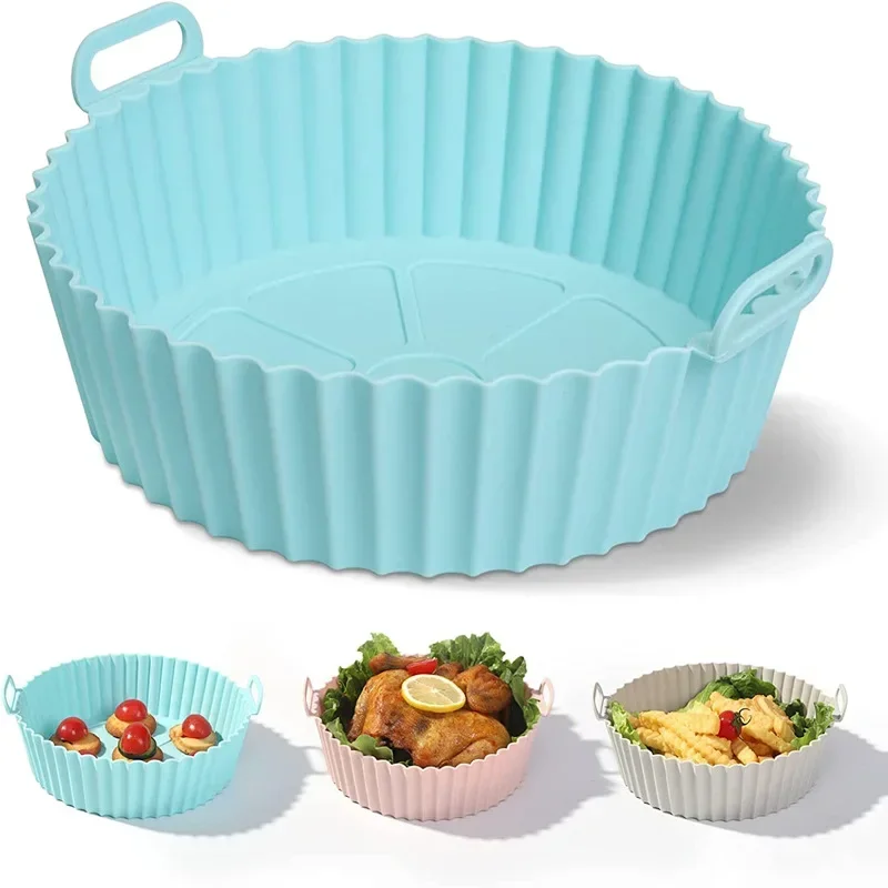 

Airfryer Silicone Basket Reusable Oven Baking Tray Silicone Mold for Air Fryer Pizza Fried Chicken Basket Air Fryer Accessories